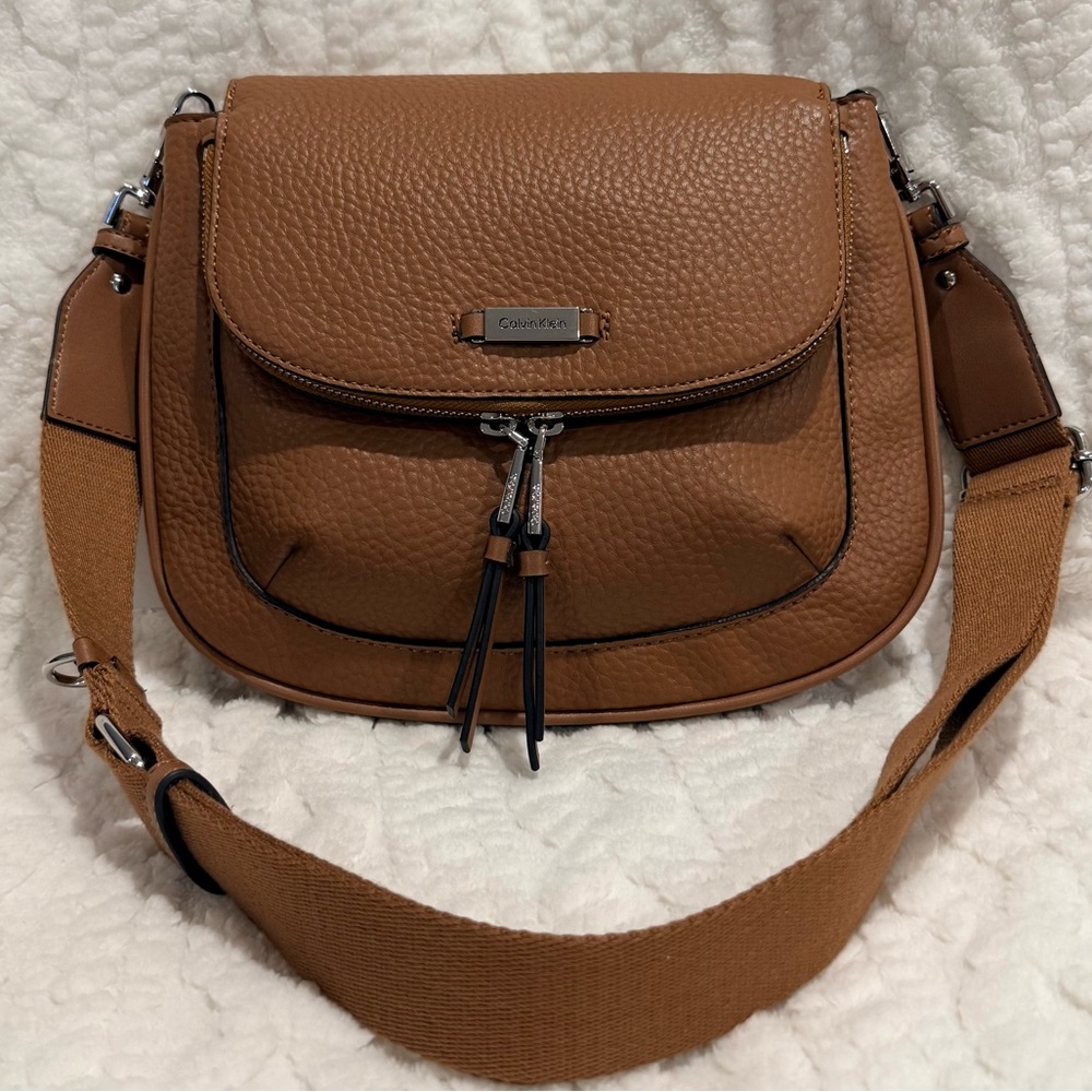 Calvin Klein Brown Leather Crossbody Bag NWT